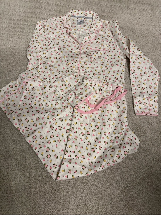 Petite Plume Other - Women's Floral Cotton Pajama Set with Pink Trim
